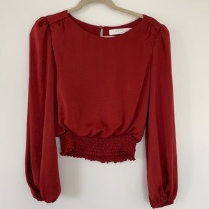 ASTR the label rust long sleeve crop top